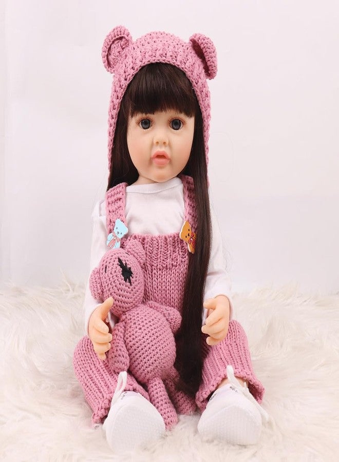 OOTLO Reborn Baby Dolls Girl, 22" Beautiful Lifelike Doll Full Body Vinyl Silicone with Long Hair for Kids, Realistic Newborn Baby Doll with Feeding Toy for Birthday Christmas, Multicolor - Image 1